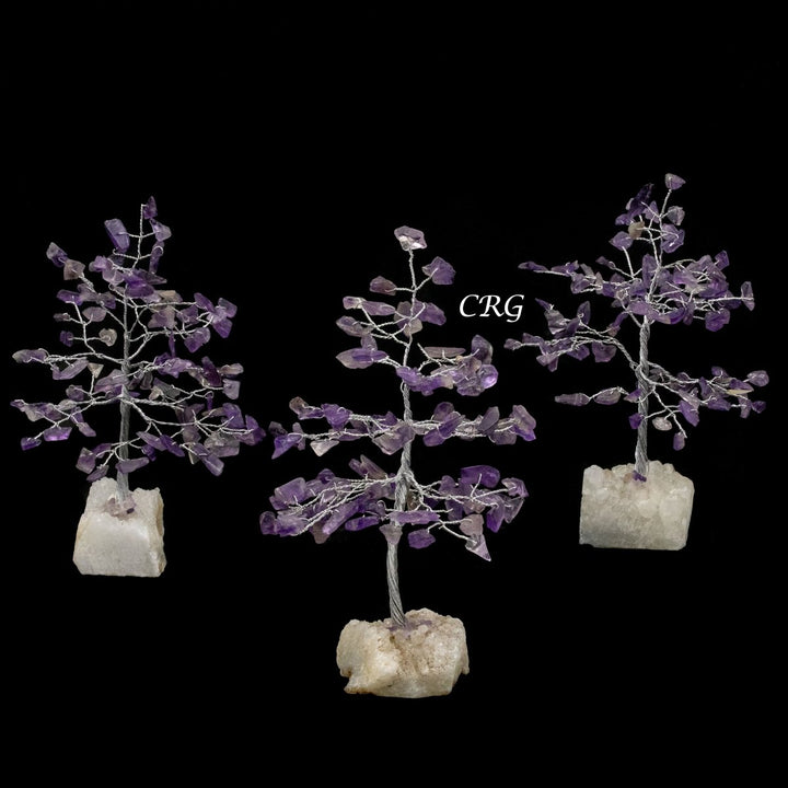 Amethyst 100 Chip Tree with Cluster Base and Silver Wire