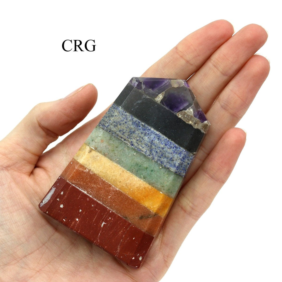7 Stone Flat Point (1 Piece) Size 4 Inches Multicolored Crystal Gemstone Tower