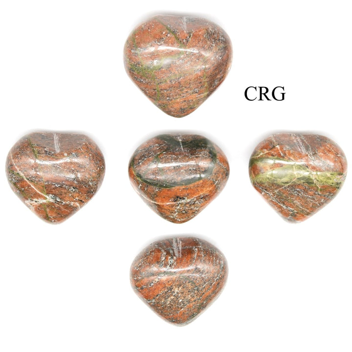 Unakite Puffy Hearts (5 Pieces) Size 1 to 2 Inches Small Polished Gemstone Shapes