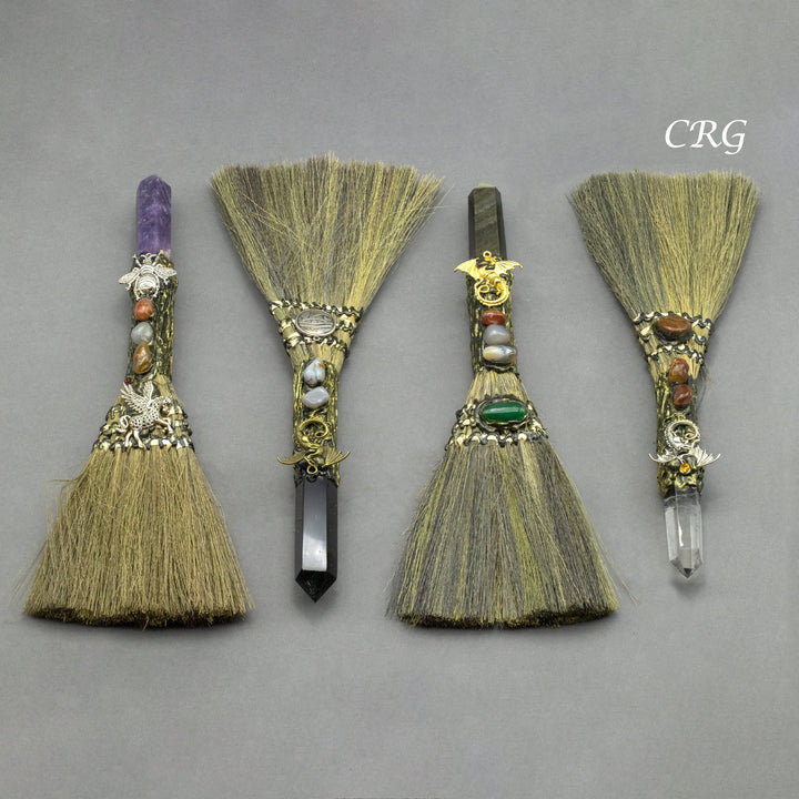 Mixed Gemstone Broom (1 Piece) Size 13 Inches Crystal Home DecorCrystal River Gems