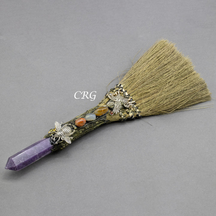 Mixed Gemstone Broom (1 Piece) Size 13 Inches Crystal Home DecorCrystal River Gems