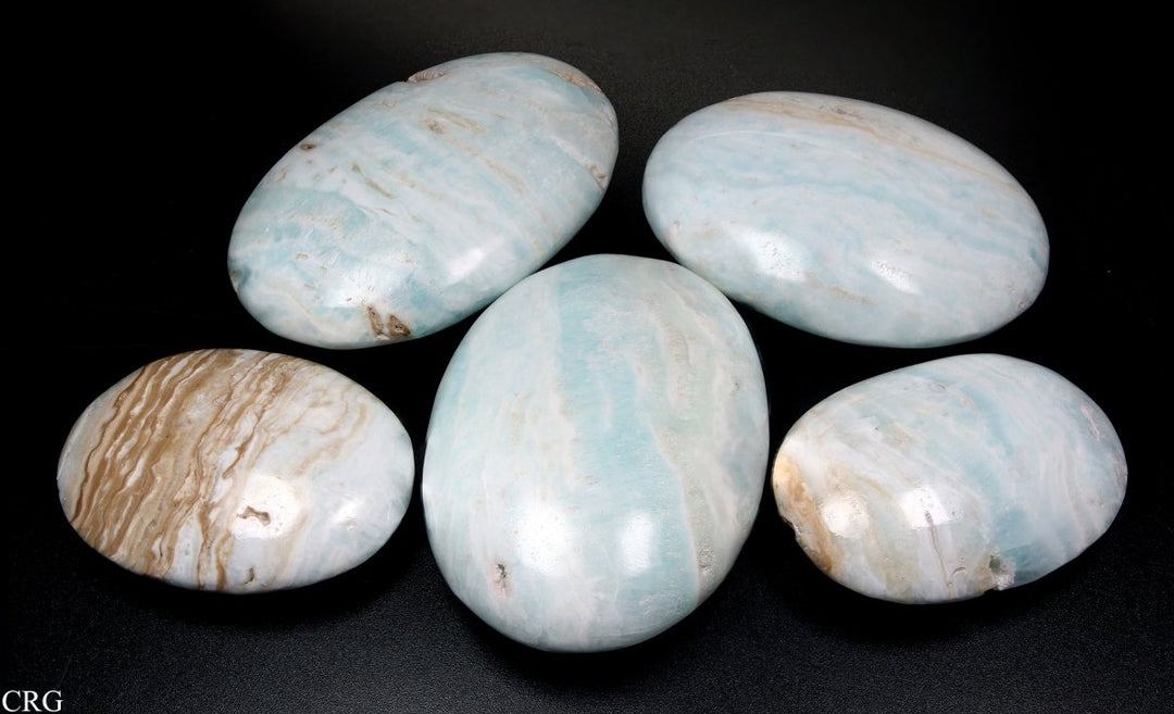 Caribbean Calcite Palm Stone (1 Piece) Size 2.5 Inches Polished Calcite Palm/Worry StoneCrystal River Gems