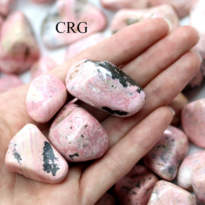 Rhodonite Tumbled (8 Ounces) Size 20 to 35 mm Bulk Wholesale Lot Crystals MineralsCrystal River Gems