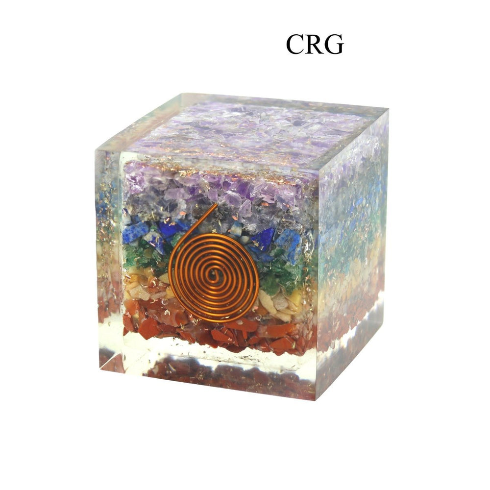 7 Stone Chip Orgonite Cubes (1 Piece) Size 2 Inches Crystal Gemstone Shapes