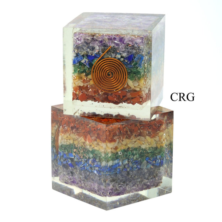 7 Stone Chip Orgonite Cubes (1 Piece) Size 2 Inches Crystal Gemstone Shapes