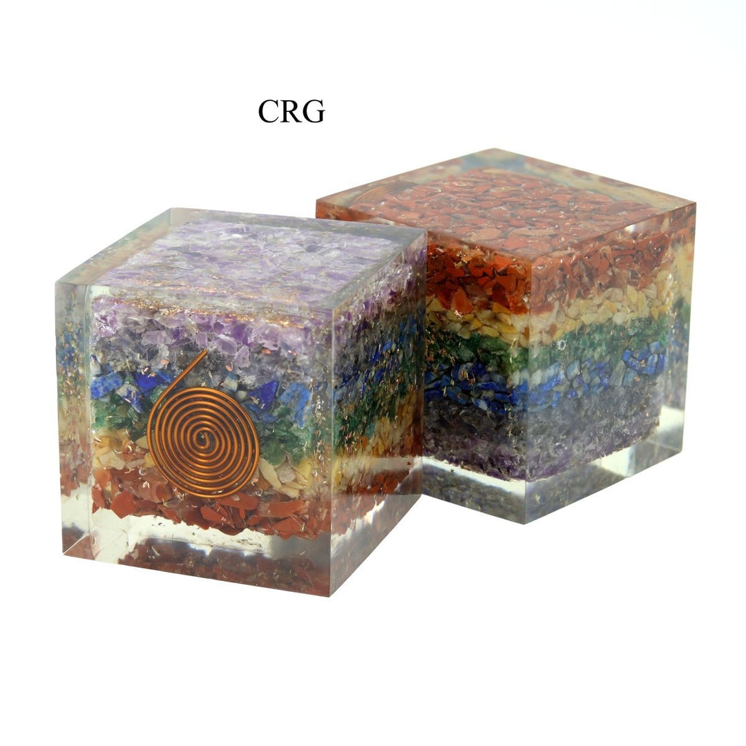 7 Stone Chip Orgonite Cubes (1 Piece) Size 2 Inches Crystal Gemstone Shapes