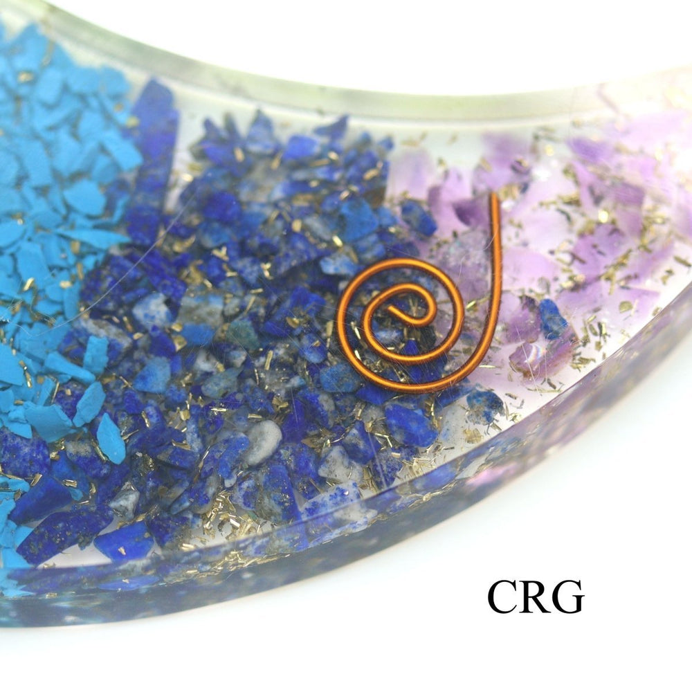 7 Stone Orgonite Crescent Moon (1 Piece) Size 5 Inches Crystal Gemstone DecorCrystal River Gems