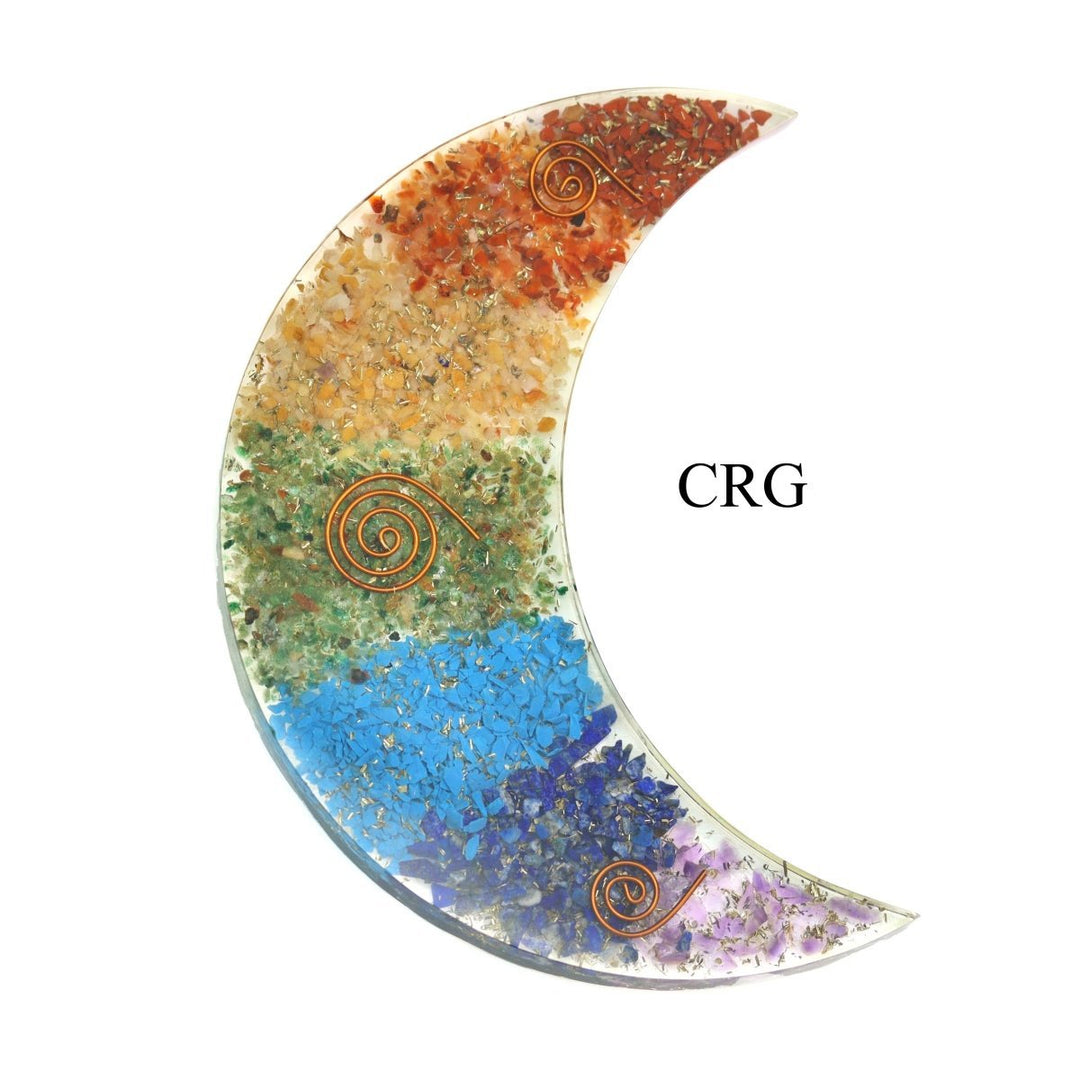 7 Stone Orgonite Crescent Moon (1 Piece) Size 5 Inches Crystal Gemstone Decor