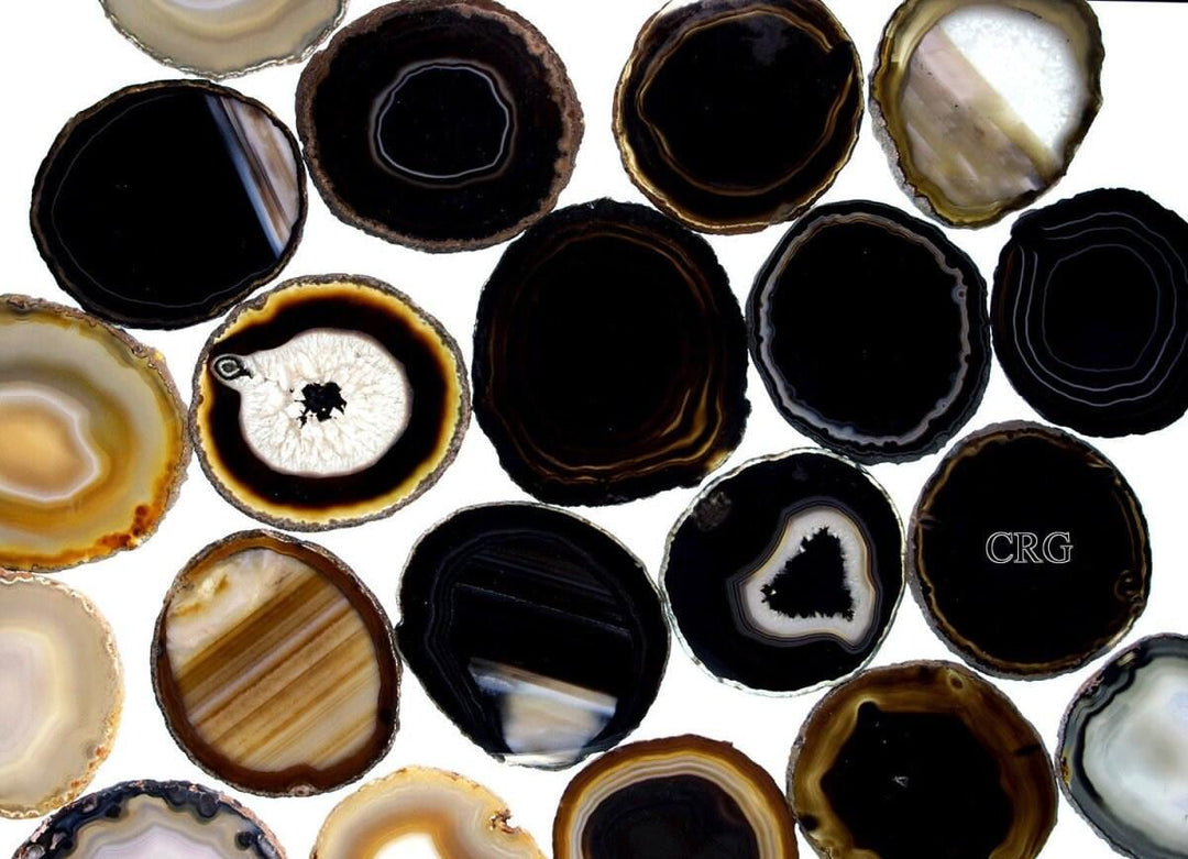 Black Agate Slice Size #5 (5 To 5.5 Inches) (1 Piece)