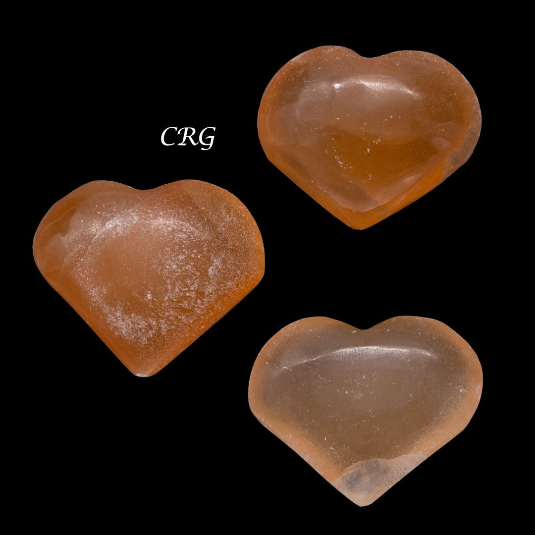 Red Selenite Puffy Heart (4 Pieces) Size 40 to 45 mm Crystal Gemstone ShapesCrystal River Gems
