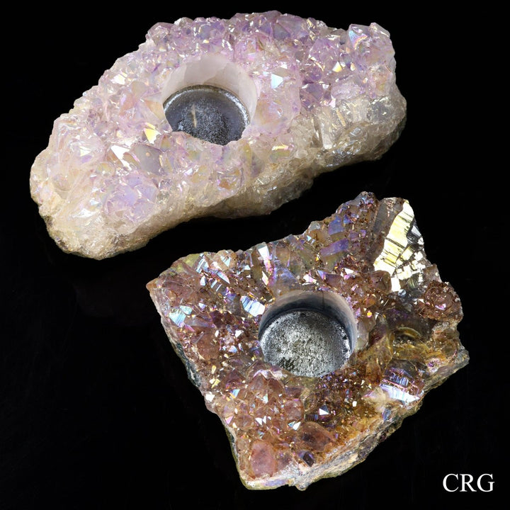 Amethyst Candle Holder (3.5 - 5.5 Inches) (1 Pc) Angel Aura Crystal Gemstone DruzyCrystal River Gems