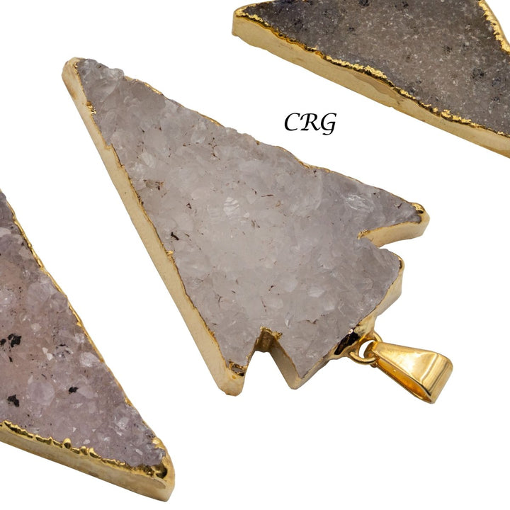 Agate Druzy Arrowhead Pendant with Gold Plating (1 Piece) Size 40 mm Crystal Jewelry CharmCrystal River Gems