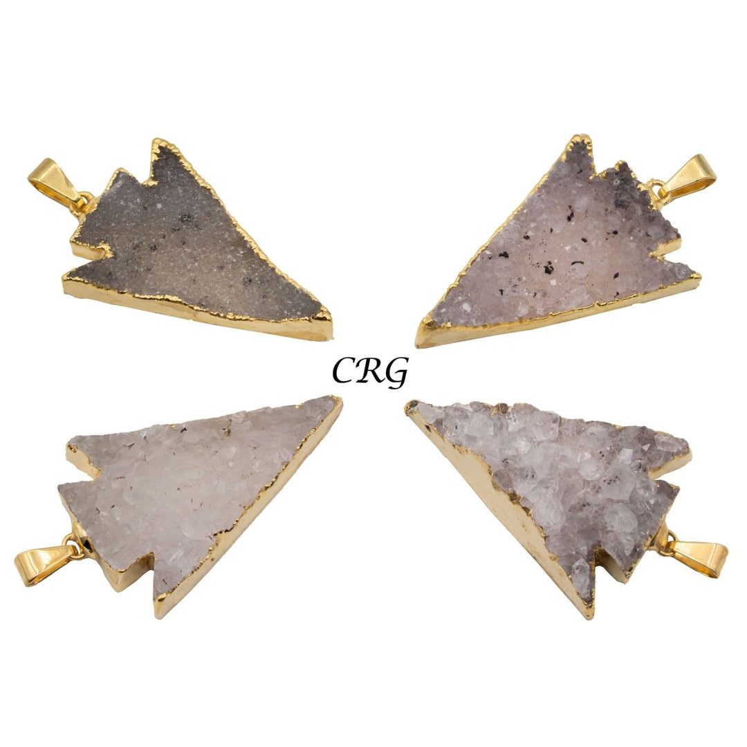 Agate Druzy Arrowhead Pendant with Gold Plating (1 Piece) Size 40 mm Crystal Jewelry Charm