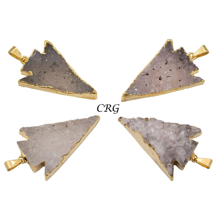 Agate Druzy Arrowhead Pendant with Gold Plating (1 Piece) Size 40 mm Crystal Jewelry CharmCrystal River Gems