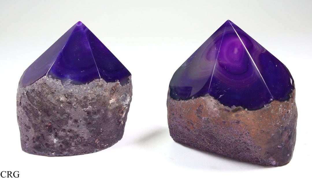 Agate Purple Top Polished Point with Cut Base (1 Piece) Size 2.5 Inches Crystal Gemstone