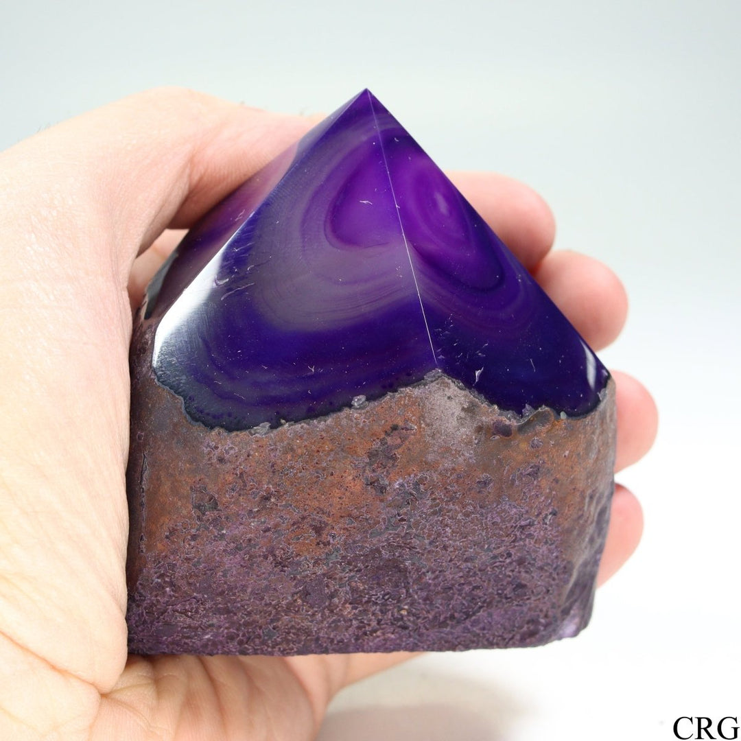 Agate Purple Top Polished Point with Cut Base (1 Piece) Size 2.5 Inches Crystal GemstoneCrystal River Gems