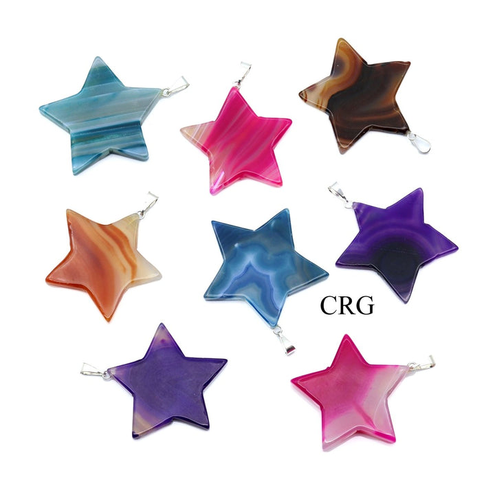 Agate Star Pendant with Silver Bail (4 Pieces) Size 1 to 2 Inches Crystal Jewelry CharmCrystal River Gems