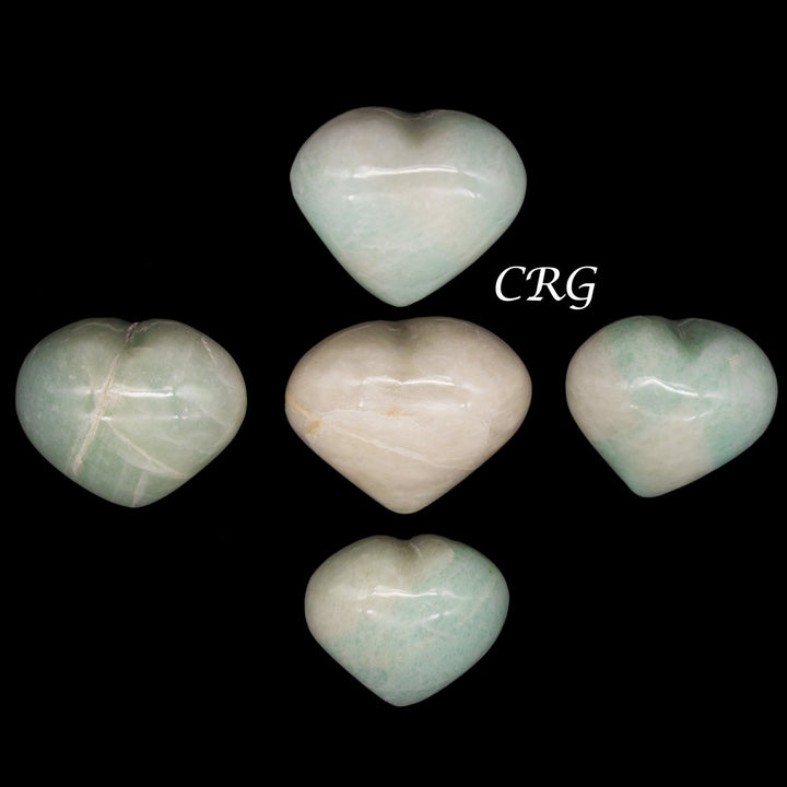 Amazonite Pale Puffy Heart (5 Pieces) Size 1 to 2 Inches Crystal Gemstone ShapeCrystal River Gems