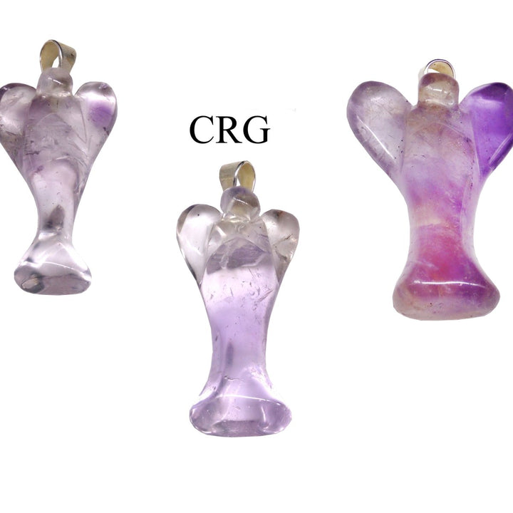 Amethyst Angel Pendant with Silver Bail (5 Pieces) Size 25 to 35 mm Crystal Jewelry CharmCrystal River Gems