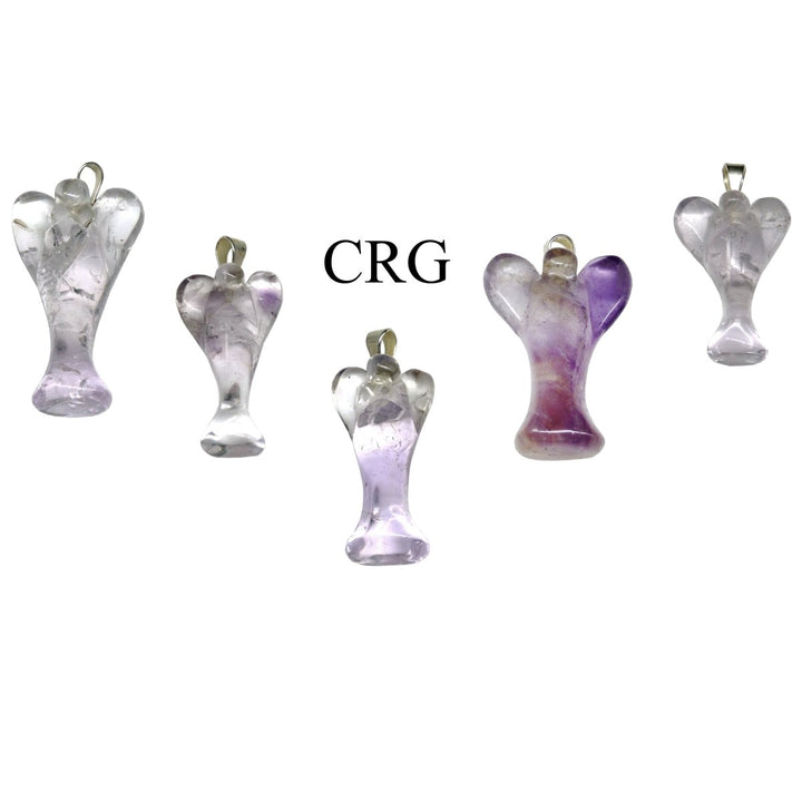 Amethyst Angel Pendant with Silver Bail (5 Pieces) Size 25 to 35 mm Crystal Jewelry CharmCrystal River Gems