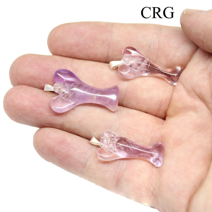 Amethyst Angel Pendant with Silver Bail (5 Pieces) Size 25 to 35 mm Crystal Jewelry CharmCrystal River Gems