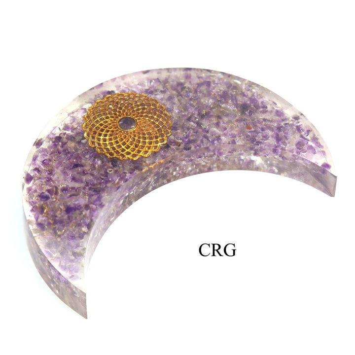 Amethyst Chip Orgonite Crescent Moon (1 Piece) Size 5 Inches Crystal Gemstone ShapeCrystal River Gems