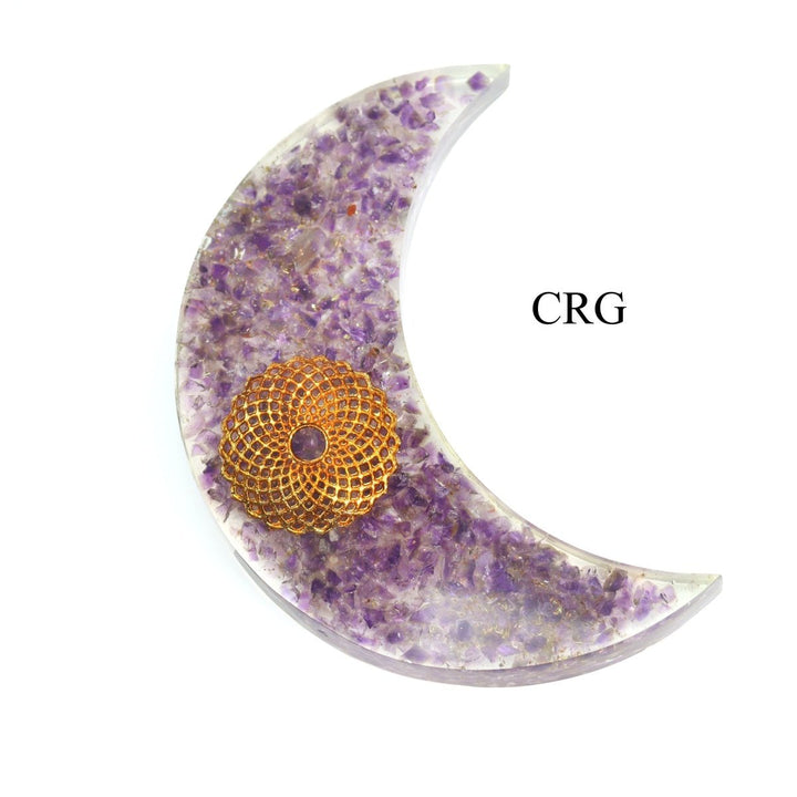 Amethyst Chip Orgonite Crescent Moon (1 Piece) Size 5 Inches Crystal Gemstone ShapeCrystal River Gems