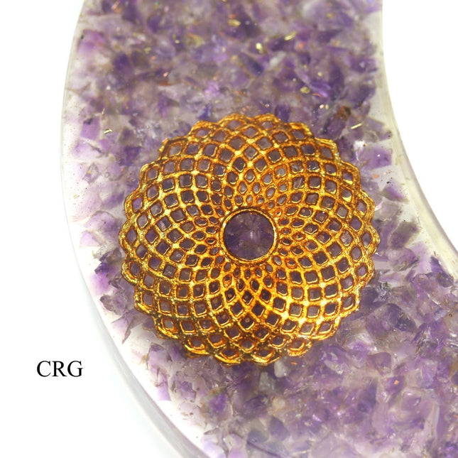 Amethyst Chip Orgonite Crescent Moon (1 Piece) Size 5 Inches Crystal Gemstone Shape