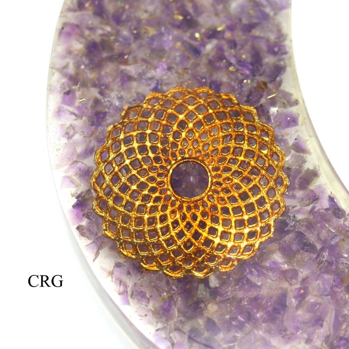 Amethyst Chip Orgonite Crescent Moon (1 Piece) Size 5 Inches Crystal Gemstone ShapeCrystal River Gems