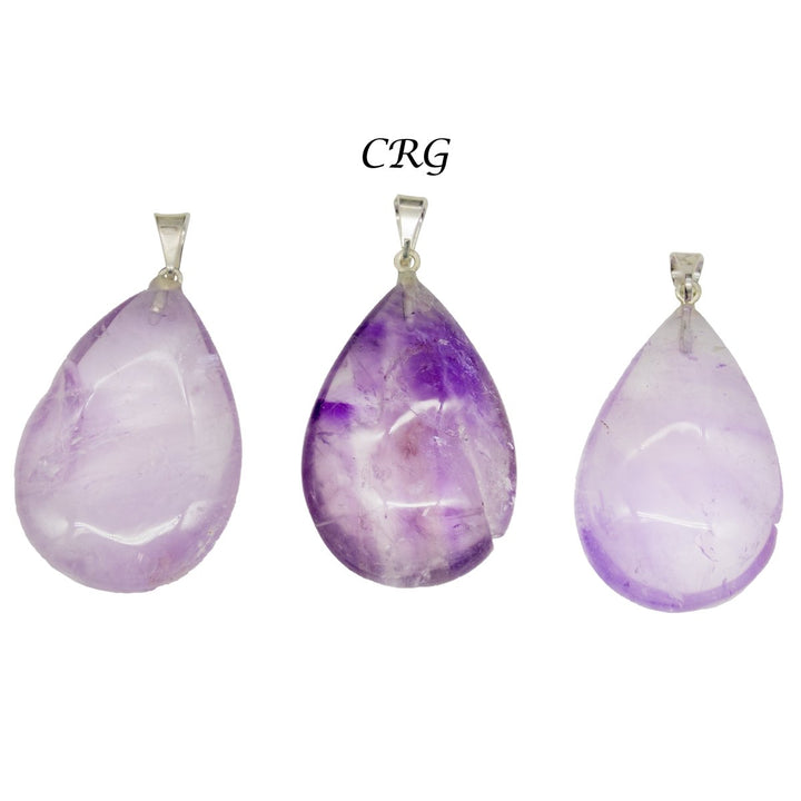 Amethyst Drop Pendants with Silver Bail (5 Pieces) Size 1 to 1.5 Inches Crystal Jewelry CharmCrystal River Gems