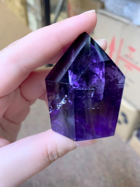 Amethyst Extra Quality Fully Polished Tower (1 Piece) Size 751 to 900 Grams Crystal Gemstone PointCrystal River Gems