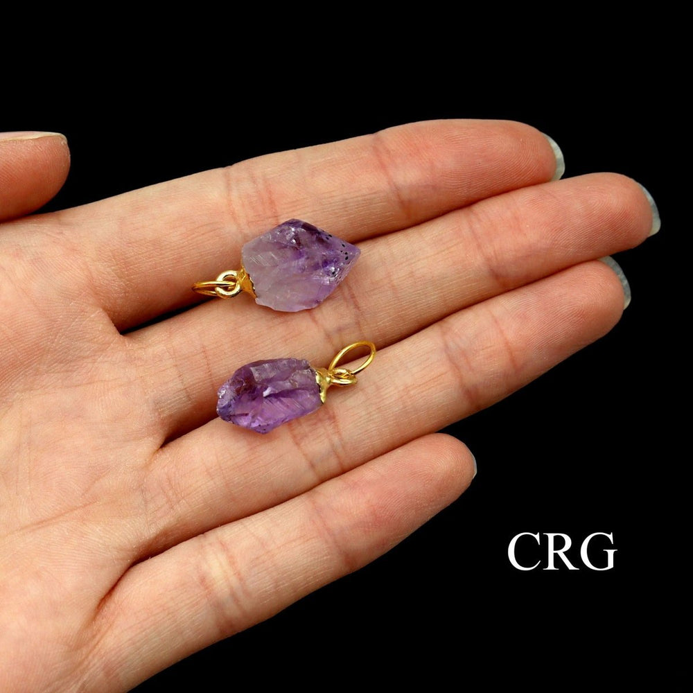 Amethyst Point Pendant with Gold Plating (1 Piece) Size 20 mm Petite Crystal Jewelry Charm