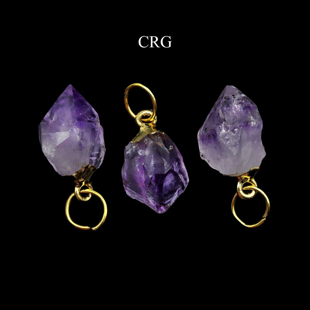 Amethyst Point Pendant with Gold Plating (1 Piece) Size 20 mm Petite Crystal Jewelry Charm