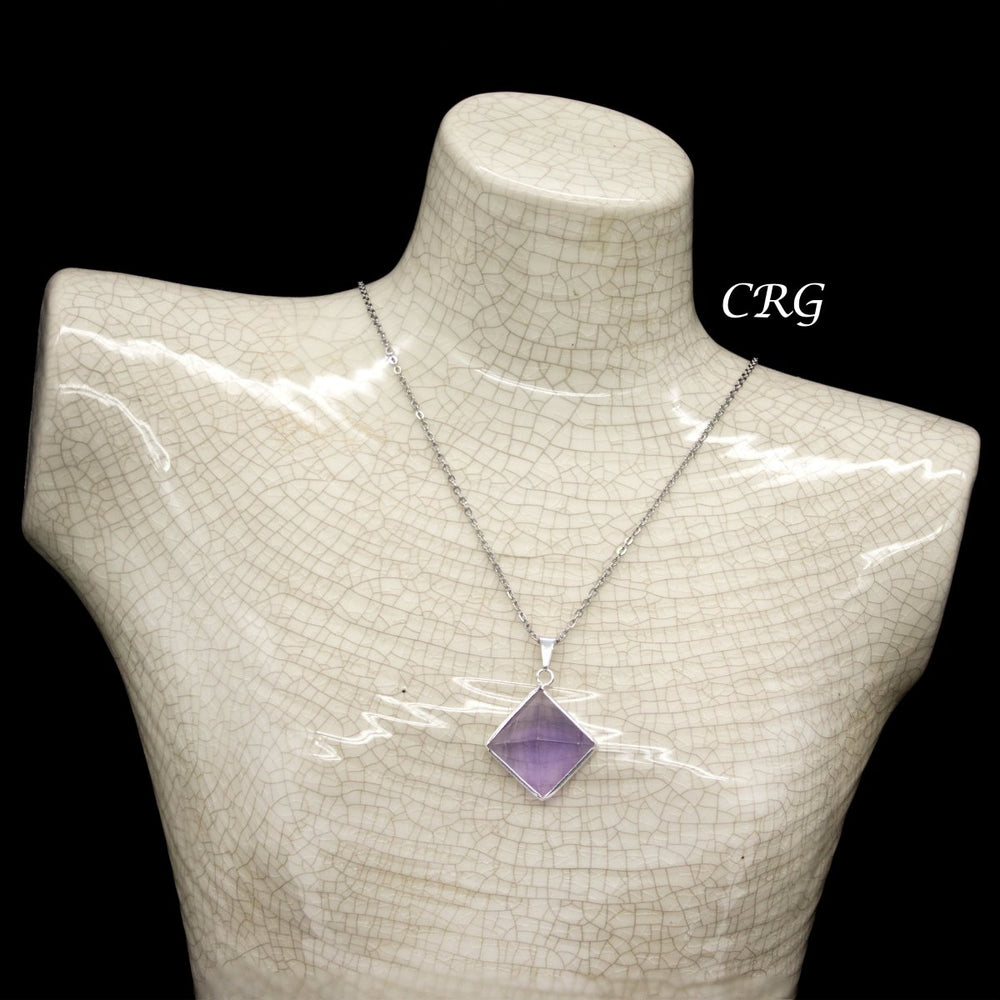 Amethyst Pyramid Pendant with Silver Bai (5 Pieces) Size 35 to 45 mm Crystal Jewelry Charm