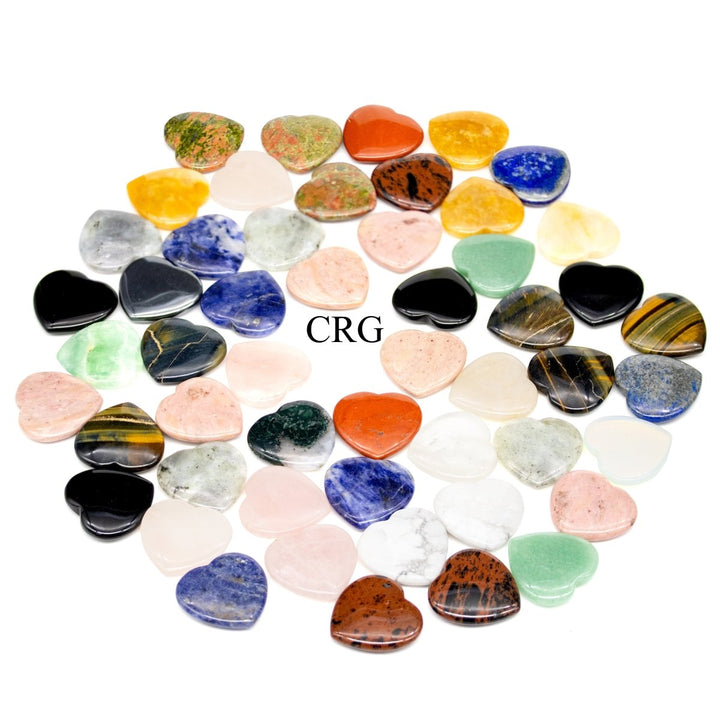 Assorted Gemstone Hearts (60 Pieces) Size 30 mm Mixed Crystal Rounded ShapesCrystal River Gems