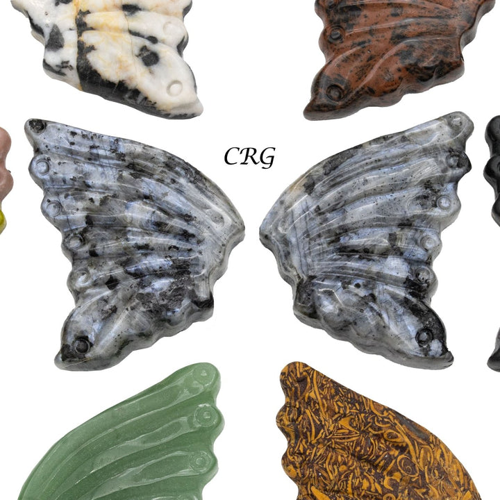 Assorted Gemstone Wing Pairs (8 Pieces) Size 5 cm Mixed Crystal Wing CarvingsCrystal River Gems