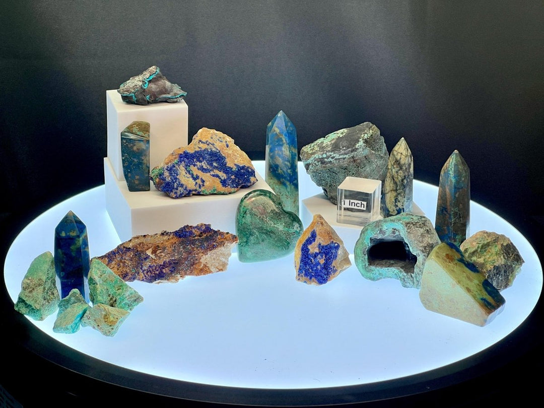 Azurite and Chryscolla mix Crystal Bundle Lot (19 Pieces) Bulk Wholesale Gemstone Décor CollectionCrystal River Gems
