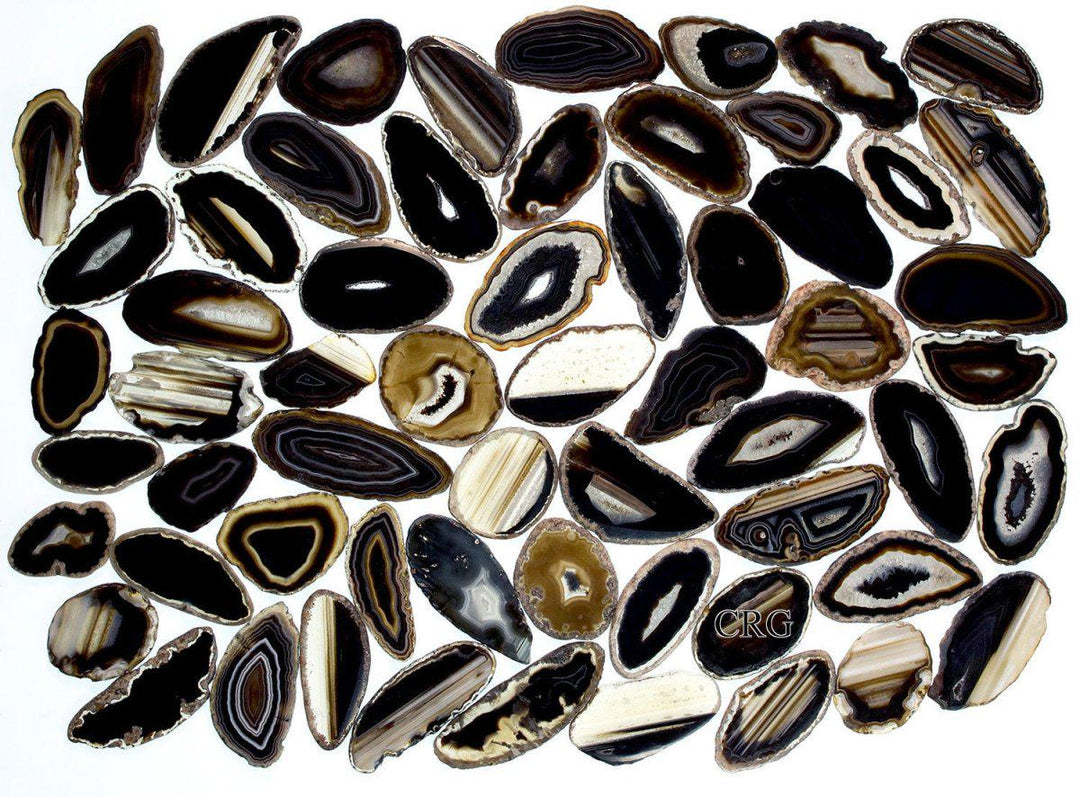 Black Agate Slice (Size #000) (1 to 1.5 inches) Grade A Brazilian Agate Geode Slice Wholesale CrystalsCrystal River Gems