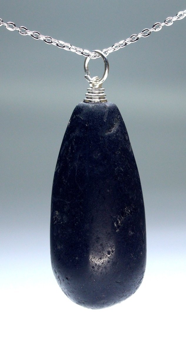 Black Tourmaline Teardrop Pendant with Silver Bail (4 Pieces) Size 2.25 Inches Crystal Jewelry CharmCrystal River Gems