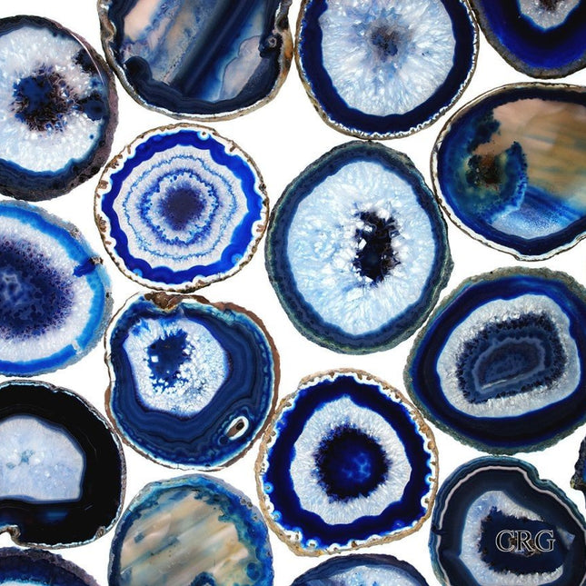 Blue Agate Slice (Size #2) (3 to 3.5 inches) Grade A Brazilian Agate Geode Slice Wholesale Crystals
