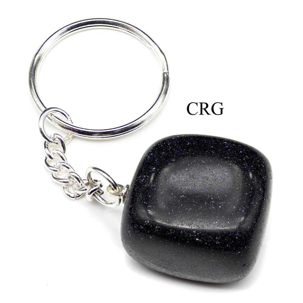 Blue Goldstone Tumbled Keychains (5 Pieces) Size 1.5 Inches Crystal Gemstone Pendants