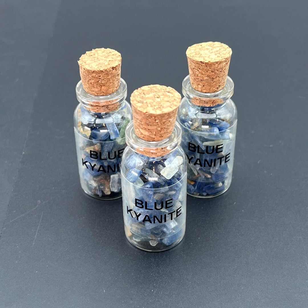 Blue Kyanite Chips In Bottle With Cork (1 Piece)Crystal River Gems