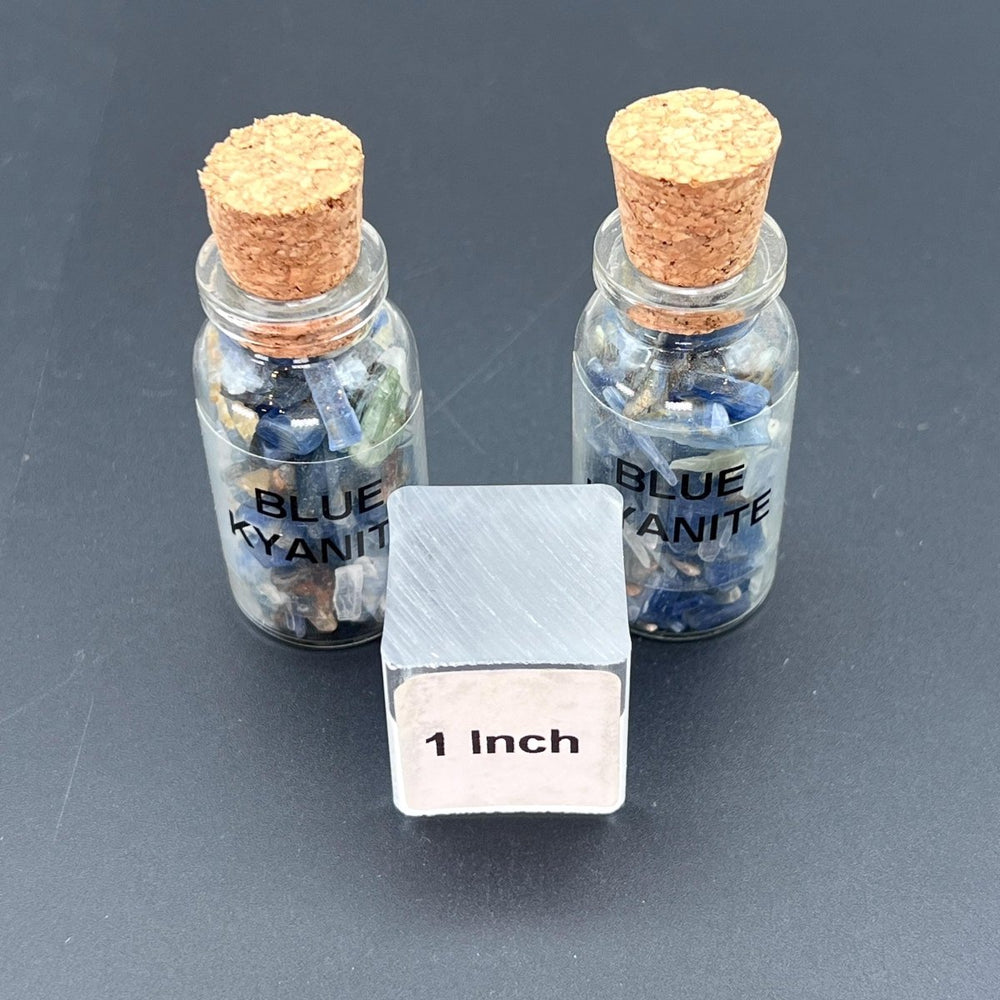 Blue Kyanite Chips In Bottle With Cork (1 Piece)Crystal River Gems