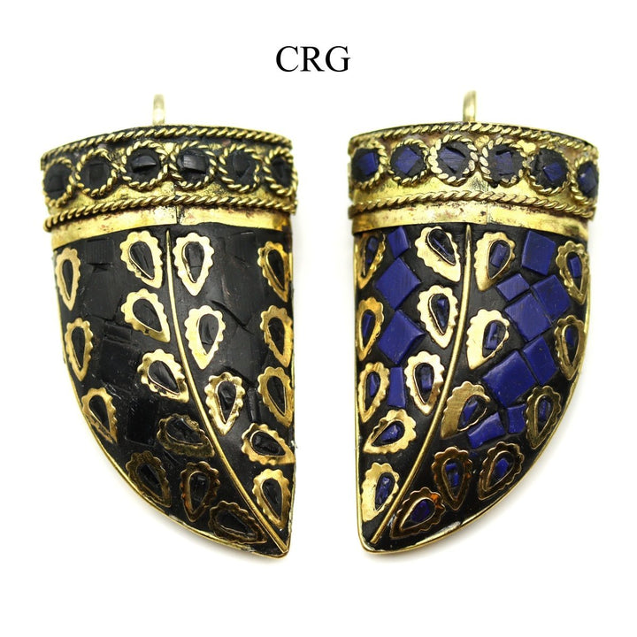Brass Horn Pendant (2 Pieces) Size 2 Inches Large Crystal Jewelry Charm (Random Colors)Crystal River Gems