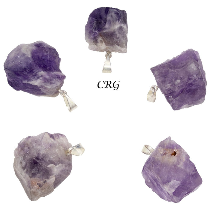 Cacoxenite Rough Rock Pendant with Silver Bail (5 Pieces) Size 18 to 22 mm Crystal Jewelry CharmCrystal River Gems