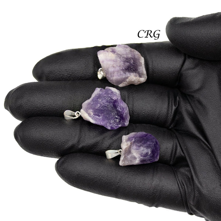 Cacoxenite Rough Rock Pendant with Silver Bail (5 Pieces) Size 18 to 22 mm Crystal Jewelry CharmCrystal River Gems