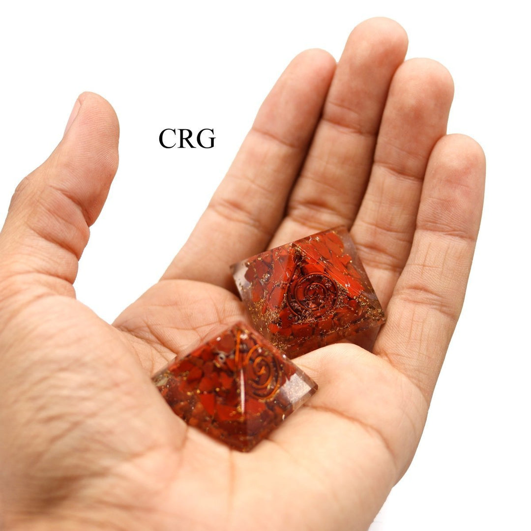 Carnelian Chip Orgonite Pyramid (3 Pieces) Size 1.25 Inches Small Crystal GemstoneCrystal River Gems