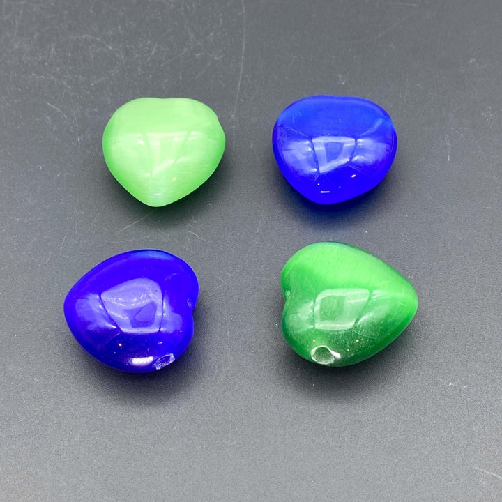 Cat Eye Glass Heart Drilled Hole PendantCrystal River Gems