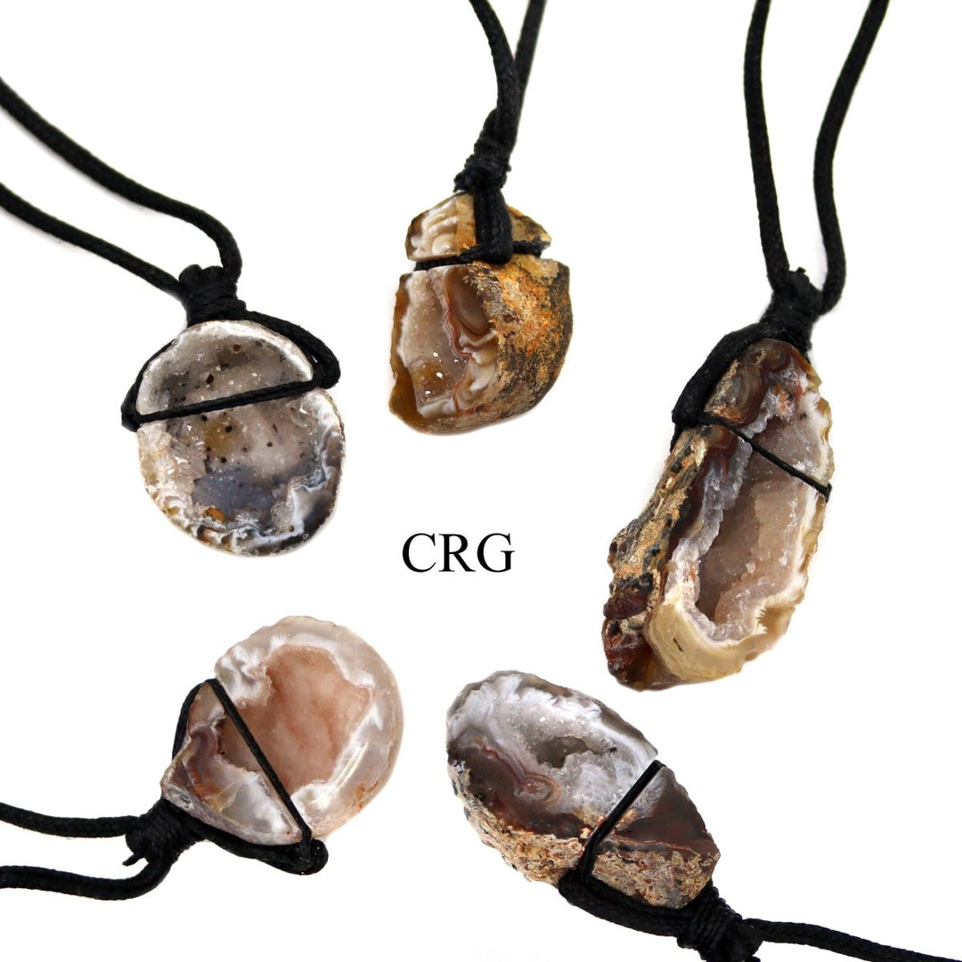 Oco Geode Necklace (4 Pieces) Size 1.5 to 2 Inches Large Crystal on Long Black Cord JewelryCrystal River Gems