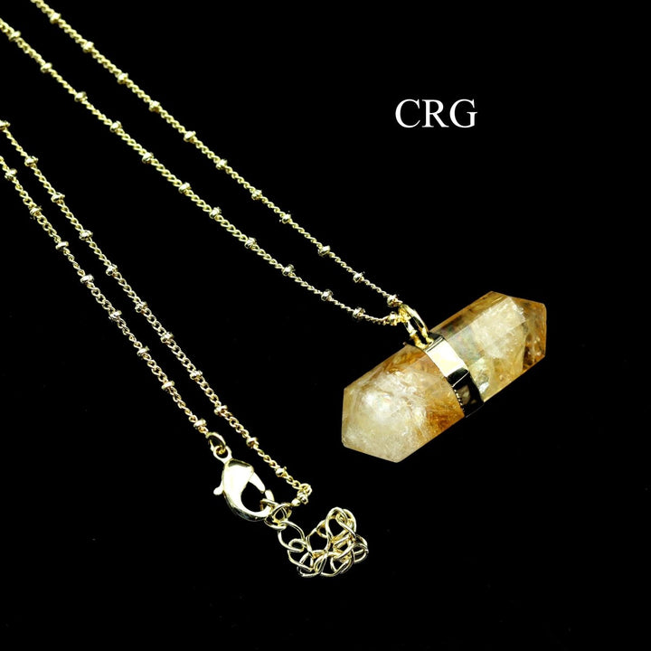 Citrine Double Terminated Point Necklace with Gold Plating (1 Piece) Size 1 Inch Crystal JewelryCrystal River Gems